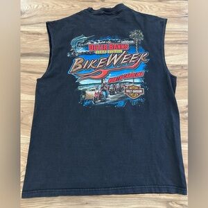 Harley Davidson Muscle T Shirt “Bike Week” Outer Banks‎ Large VTG 2003 READ